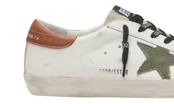 GOLDEN GOOSE SUPER STAR GREEN STAR TACCO BROWN