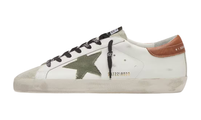 GOLDEN GOOSE SUPER STAR GREEN STAR TACCO BROWN