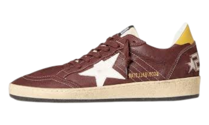 GOLDEN GOOSE BALLSTAR BROWN SUEDE TACCO YELLOW