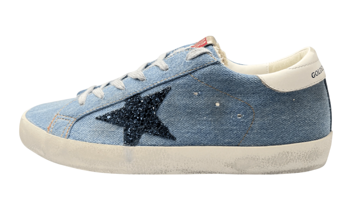 GOLDEN GOOSE SUPER STAR DENIM GLITTER STAR