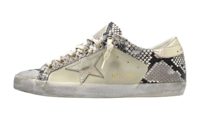 GOLDEN GOOSE SUPER STAR SNAKE EFFECT BEIGE STAR GOLD