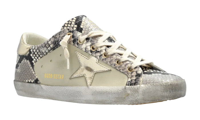 GOLDEN GOOSE SUPER STAR SNAKE EFFECT BEIGE STAR GOLD