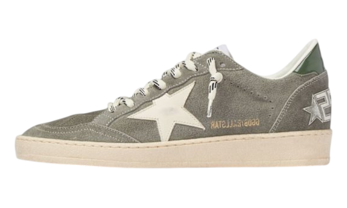 GOLDEN GOOSE BALLSTAR SUEDE GREEN LACES ROPE