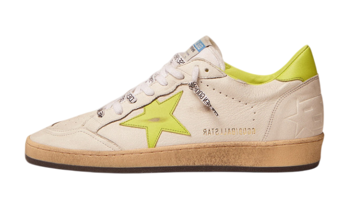 GOLDEN GOOSE BALLSTAR LEATHER LIME STAR