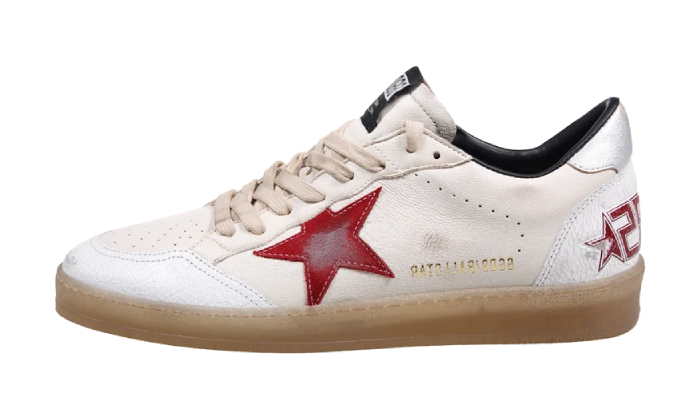 GOLDEN GOOSE BALLSTAR RED STAR SILVER TAB