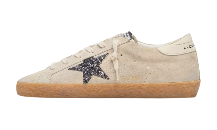 GOLDEN GOOSE SUPER STAR CREAM SUEDE GLITTER STAR