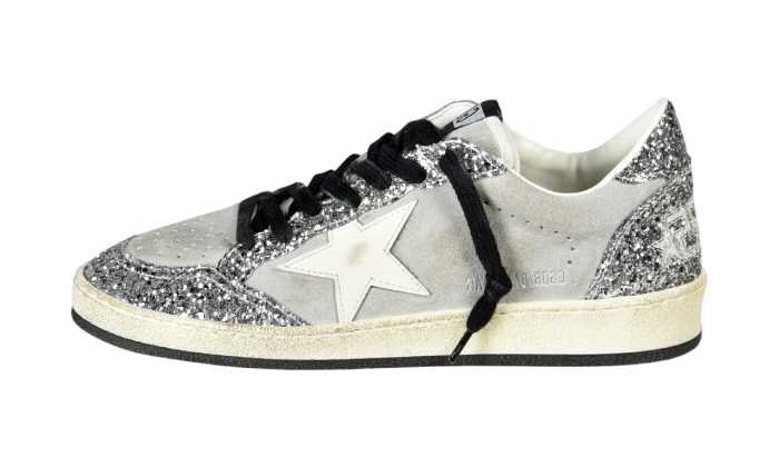 GOLDEN GOOSE BALLSTAR FULL GLITTER SUEDE SILVER