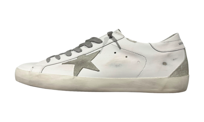 GOLDEN GOOSE SUPER STAR FULL WHITE GREY SUEDE TAB AND STAR