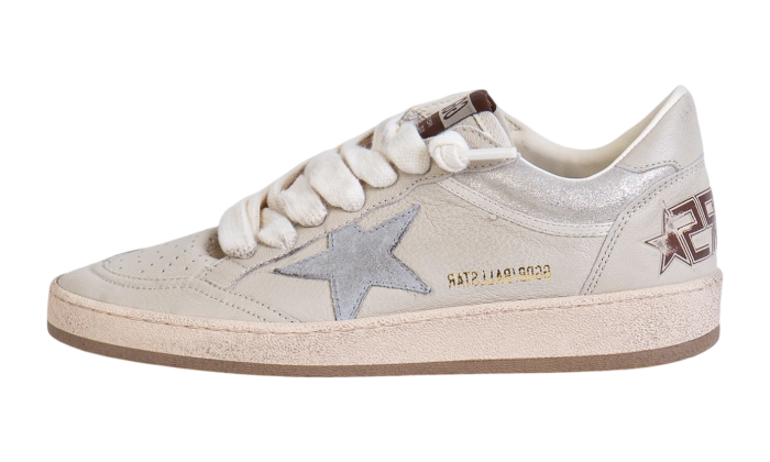 GOLDEN GOOSE BALLSTAR FULL LEATHER BEIGE GREY SUEDE STAR