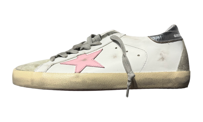 GOLDEN GOOSE SUPER STAR SILVER TAB SUEDE TONGUE PINK STAR