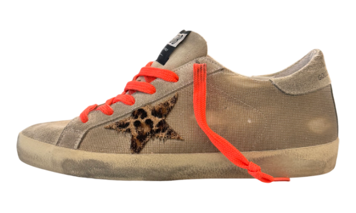 GOLDEN GOOSE SUPER STAR GLITTER LEOPARD LACES ORANGE