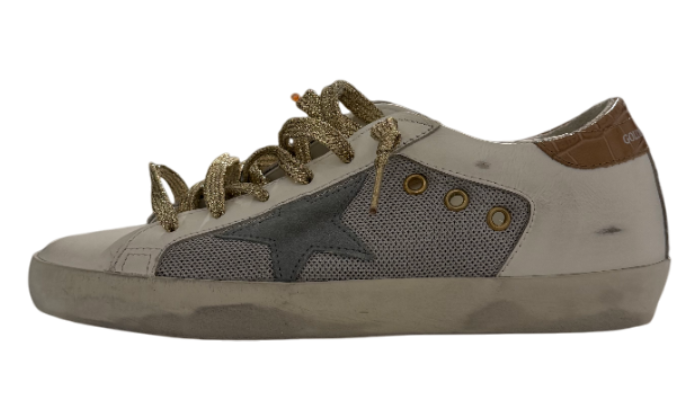 GOLDEN GOOSE SUPER STAR GREY STAR & GOLDEN LACES
