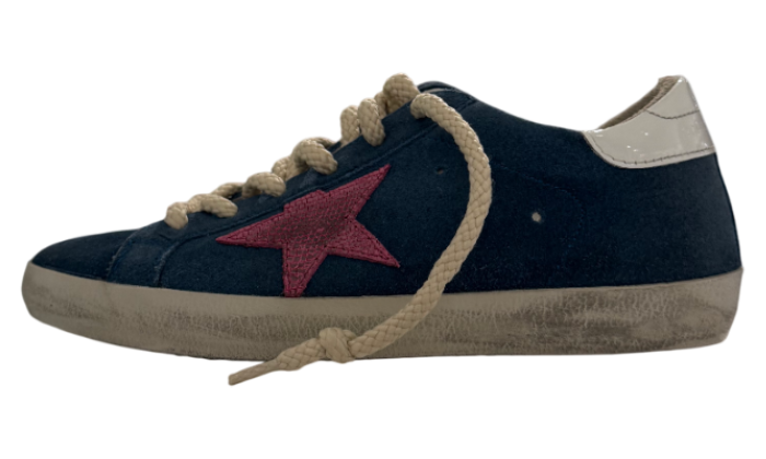 GOLDEN GOOSE SUPER STAR SUEDE BLU & PINK STAR