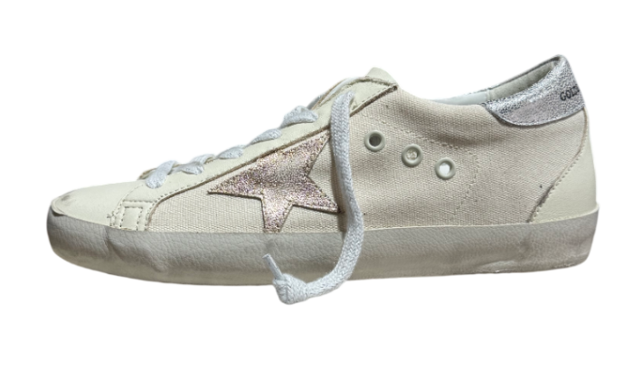GOLDEN GOOSE SUPER STAR TACCO SILVER & PINK METALLIC STAR