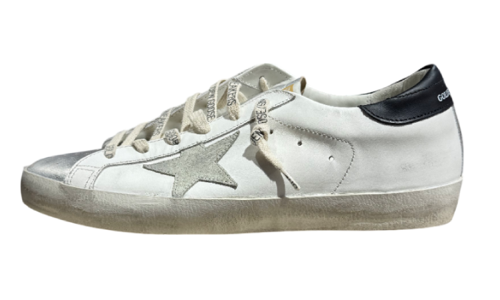 GOLDEN GOOSE SUPER STAR SILVER & TACCO BLACK