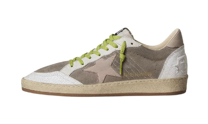 GOLDEN GOOSE BALLSTAR IN SUEDE BROWN E LACES GREEN