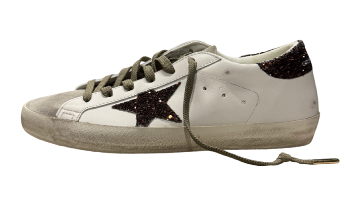 GOLDEN GOOSE SUPER STAR SUEDE GLITTER BRONZE STAR & TACCO