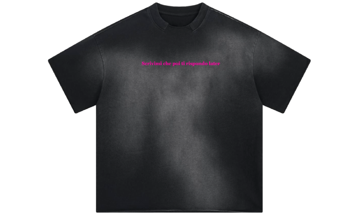 SCRIVIMI CHE POI TI RISPONDO LATER OVERSIZED TEE WASHED BLACK UNISEX - Malessere Brand